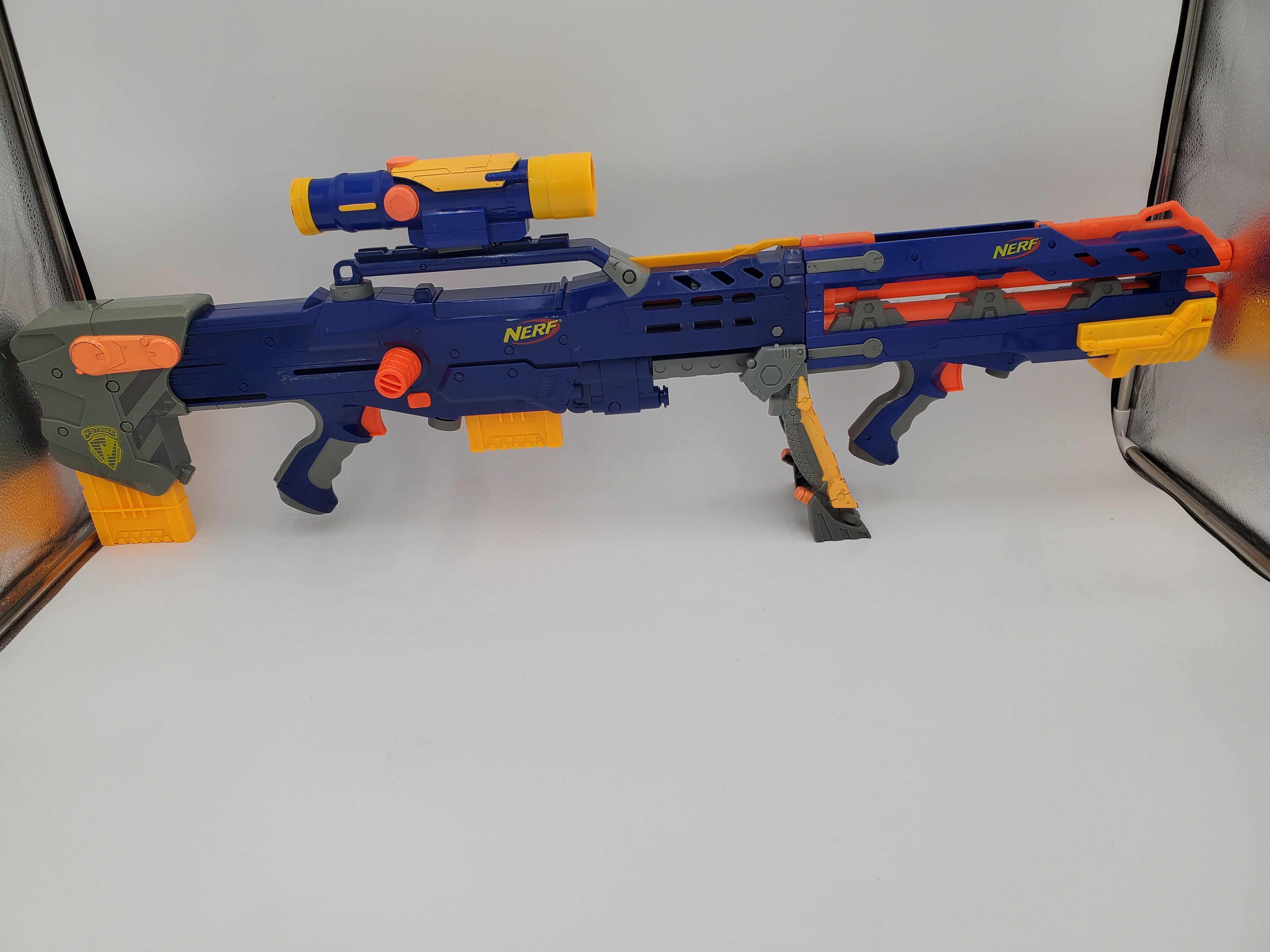 NERF スナイパーライフル　トイガン 青/オレンジ スコープ付き Nerf N-Strike Longshot CS-6 – Blaster Guy