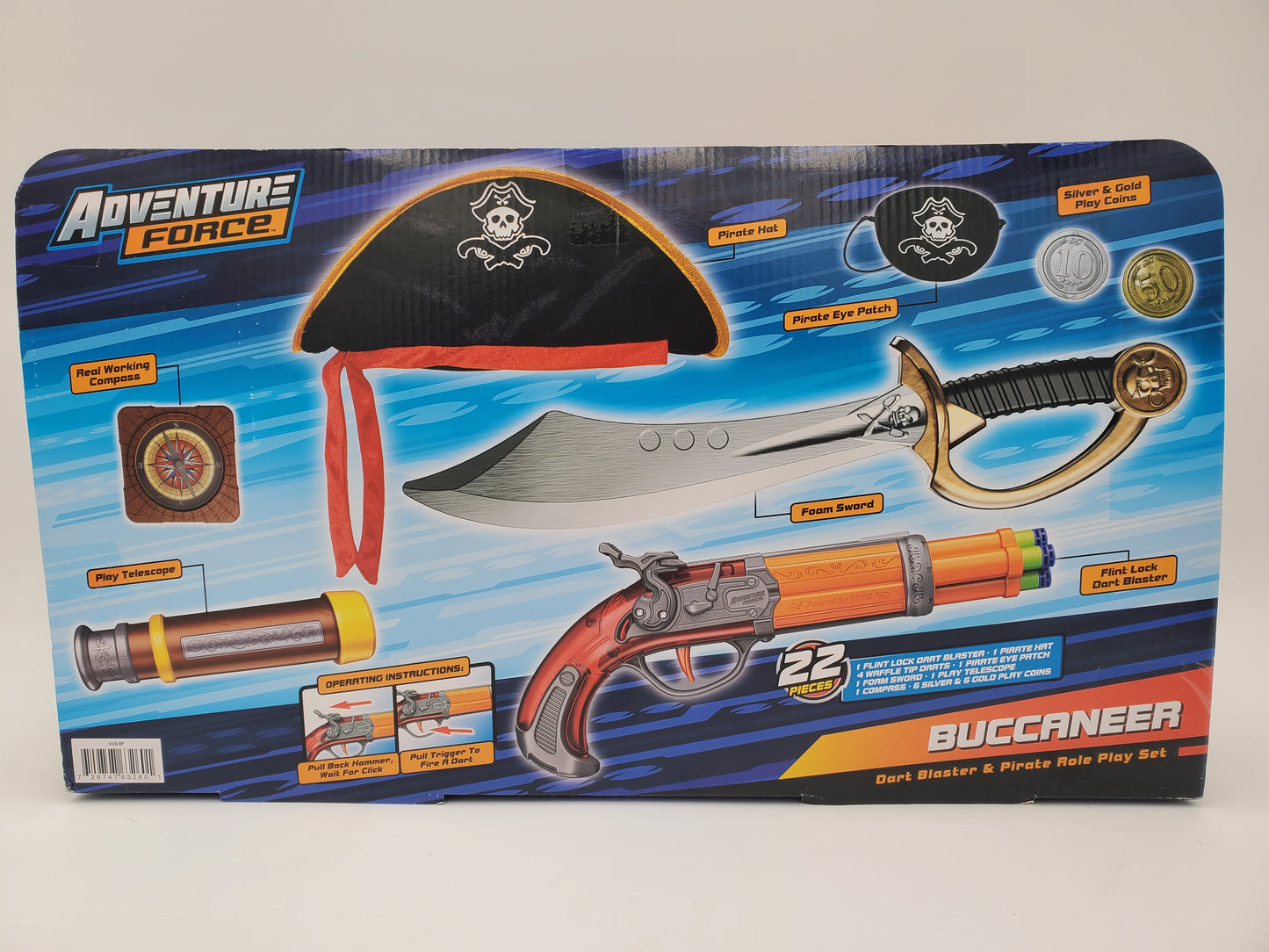 Dart Zone Nitroshot Buccaneer X2/Adventure Force Buccaneer Dart Blaster & Pirate Role Play Set