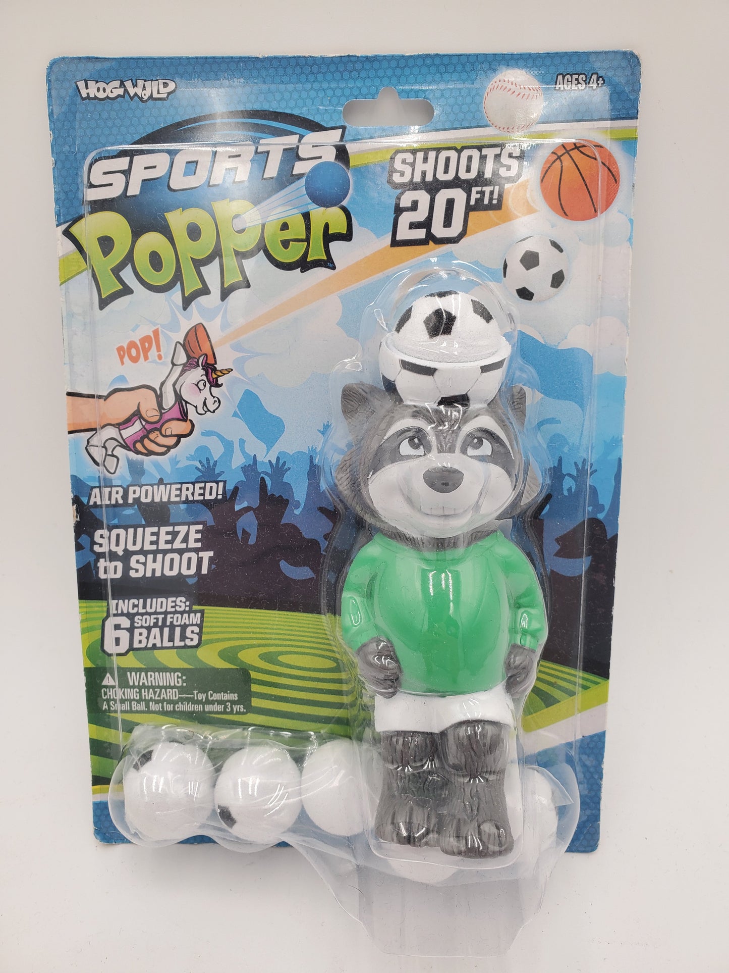 Hog Wild Raccoon Soccer Popper Toy